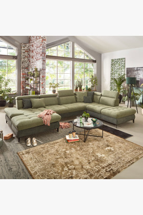 U alakú tervezhető szövet ülőgarnitúra Karolina funkciókkal